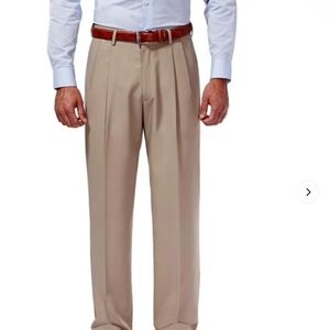 NEW Haggar $65 Mens Tan Mynx Gabardine Smart Fiber Classic Fit Dress Pant 40x30